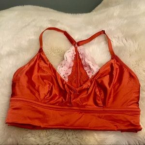AE burnt orange satin lace bralette NWOT